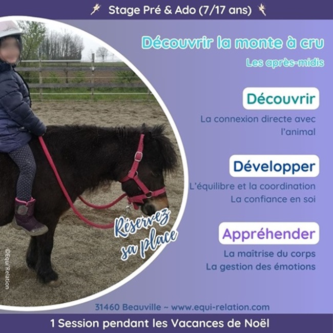 Stage Découvrir la Monte à cru Poneys Noel